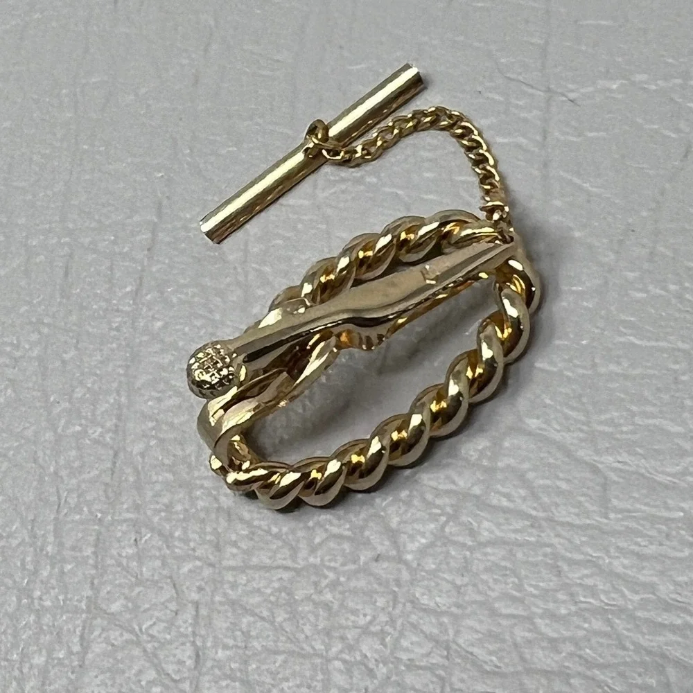 Vintage Swank Oval Tie Clip Mens Womens Gold Tone Open Oval‎